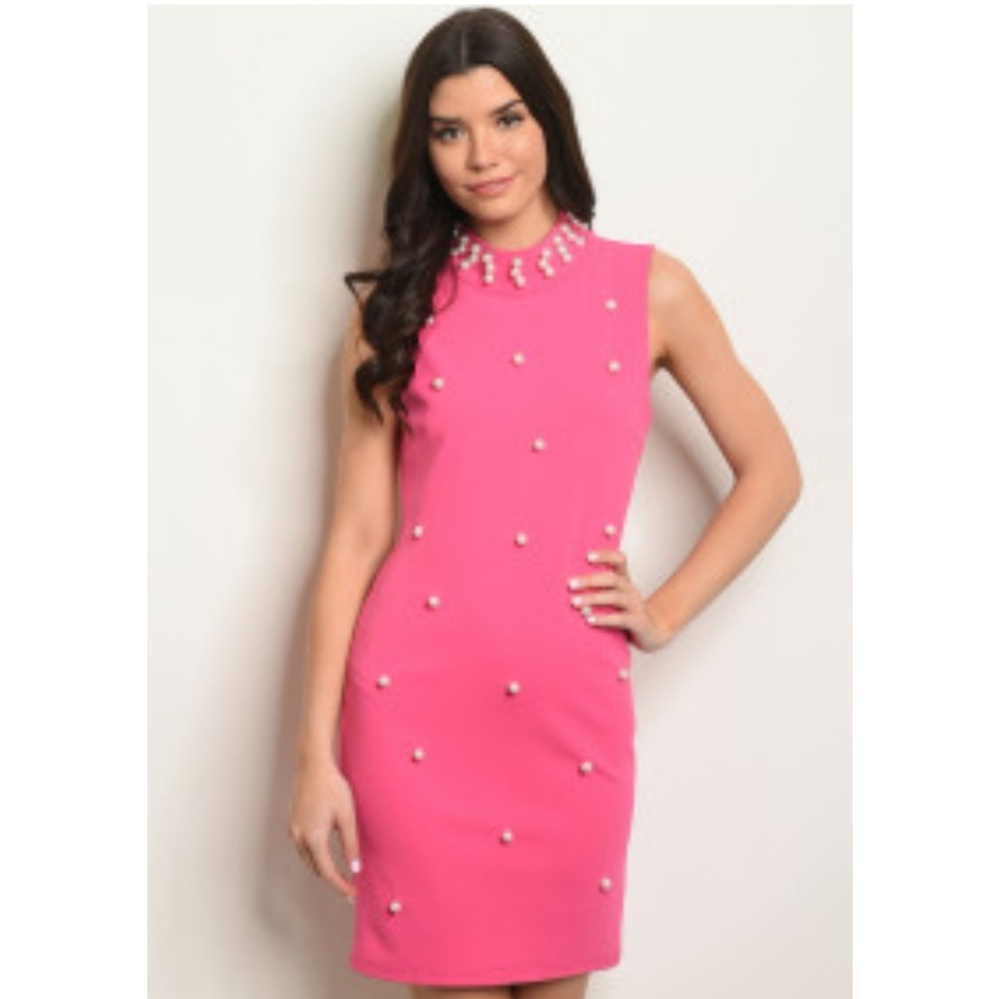 Pink Dress with faux pearl embellishments - Picture 8 of 8